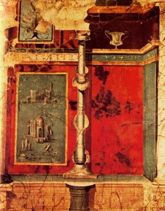 Fresco decorativo del III Estilo (Nápoles, Museo Arquelógico Nacional; procedente de Pompeya). Fuente en: http://bit.ly/2hg3qz3 